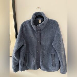 L.L.Bean Women's Bean's Sherpa Fleece Jacket, navy,XL